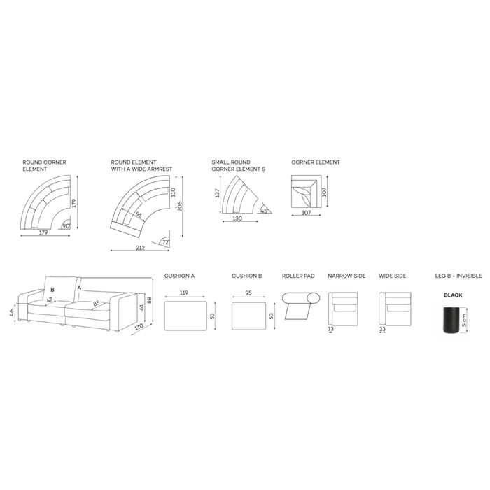 RIKO kampinė sofa | 335x191 cm | SET 6