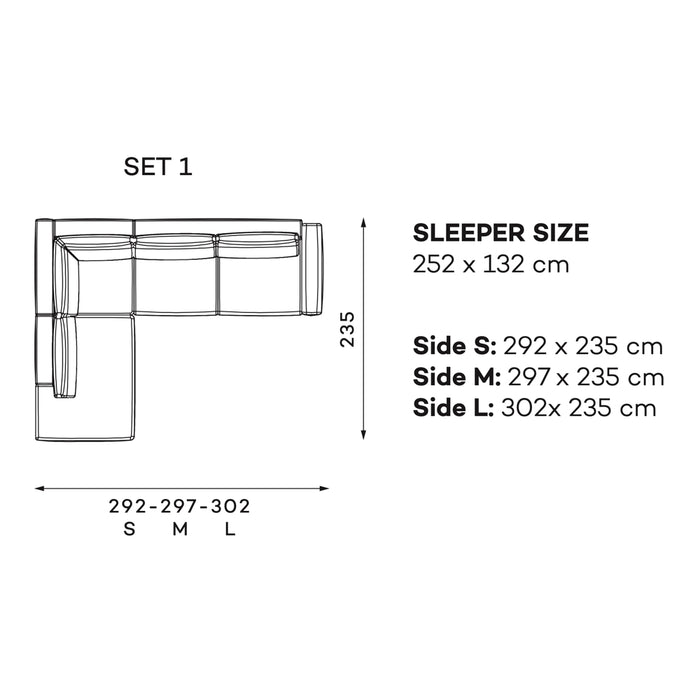 Kampinė sofa lova MONO SET1