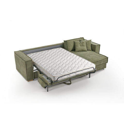 Itališka kampinė sofa-lova su metaliniu mechanizmu, ALOE VERA čiužinys (čiužinio storis 17 cm); miegama dalis 120/140/160×195 cm; nuvelkami ir skalbiami užvalkalai.