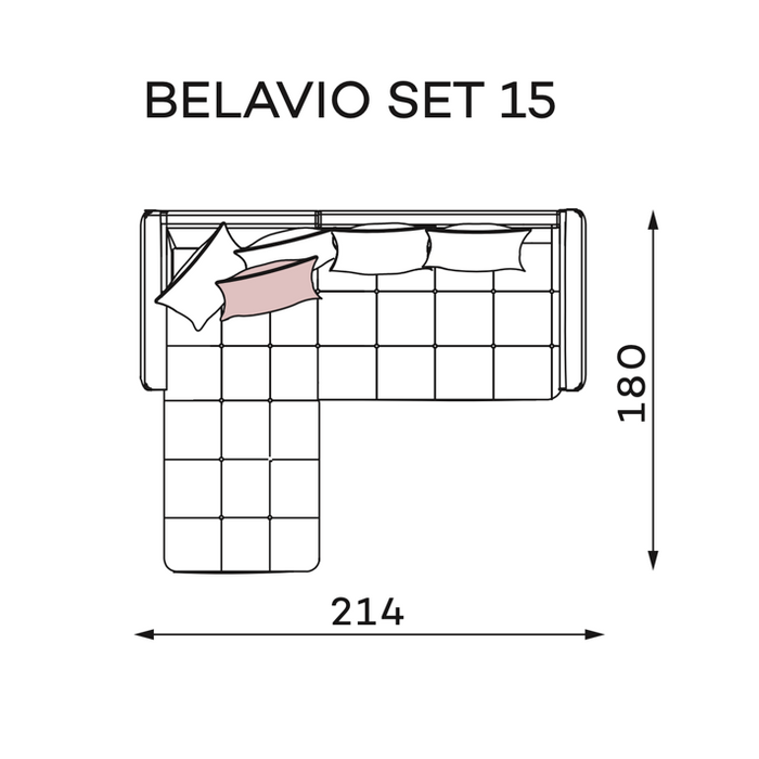 Kampinė sofa BELAVIO 214x180 cm