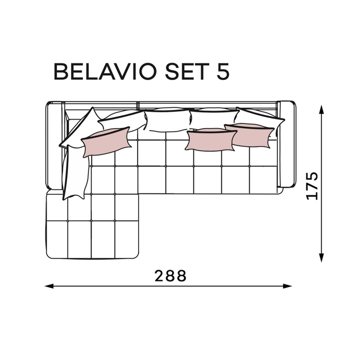 Kampinė sofa BELAVIO 288x175 cm