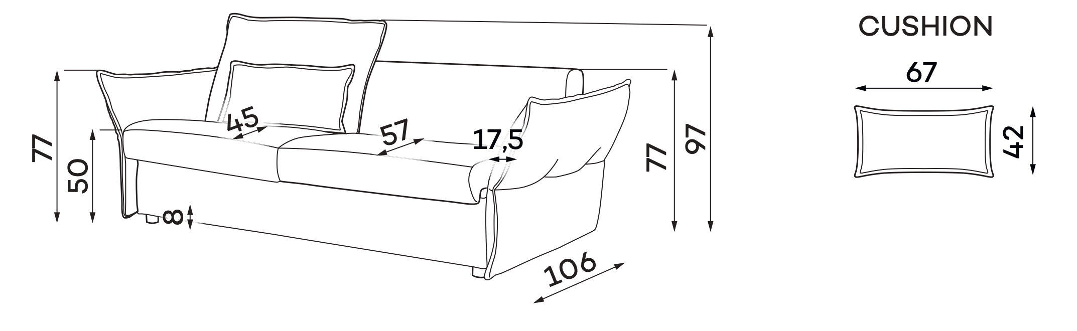 Sofa lova VERA | 172 cm